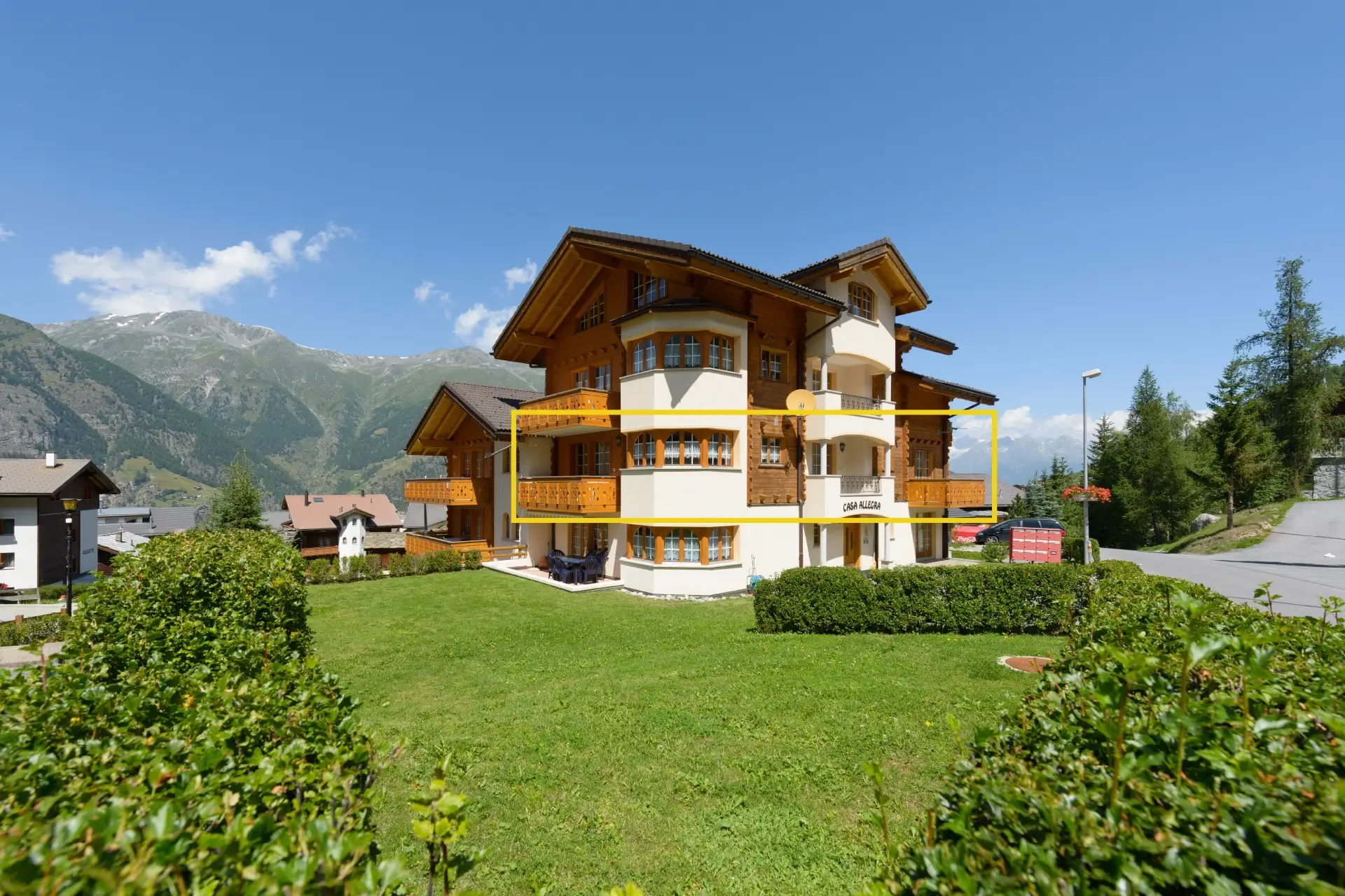 Ansicht Ferienwohnung Casa Allegra Grächen 1. Stock